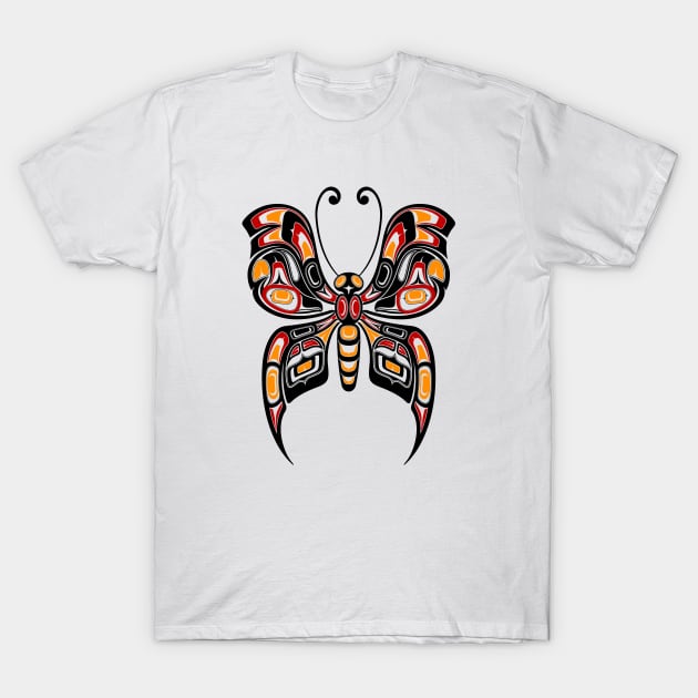 Red, Yellow and Black Haida Spirit Butterfly T-Shirt by jeffbartels